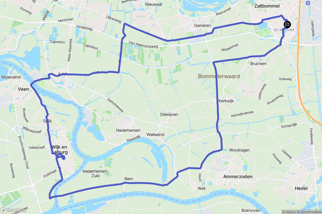 Zaltbommel: routekaart voor buitenactiviteiten - Netherlands
