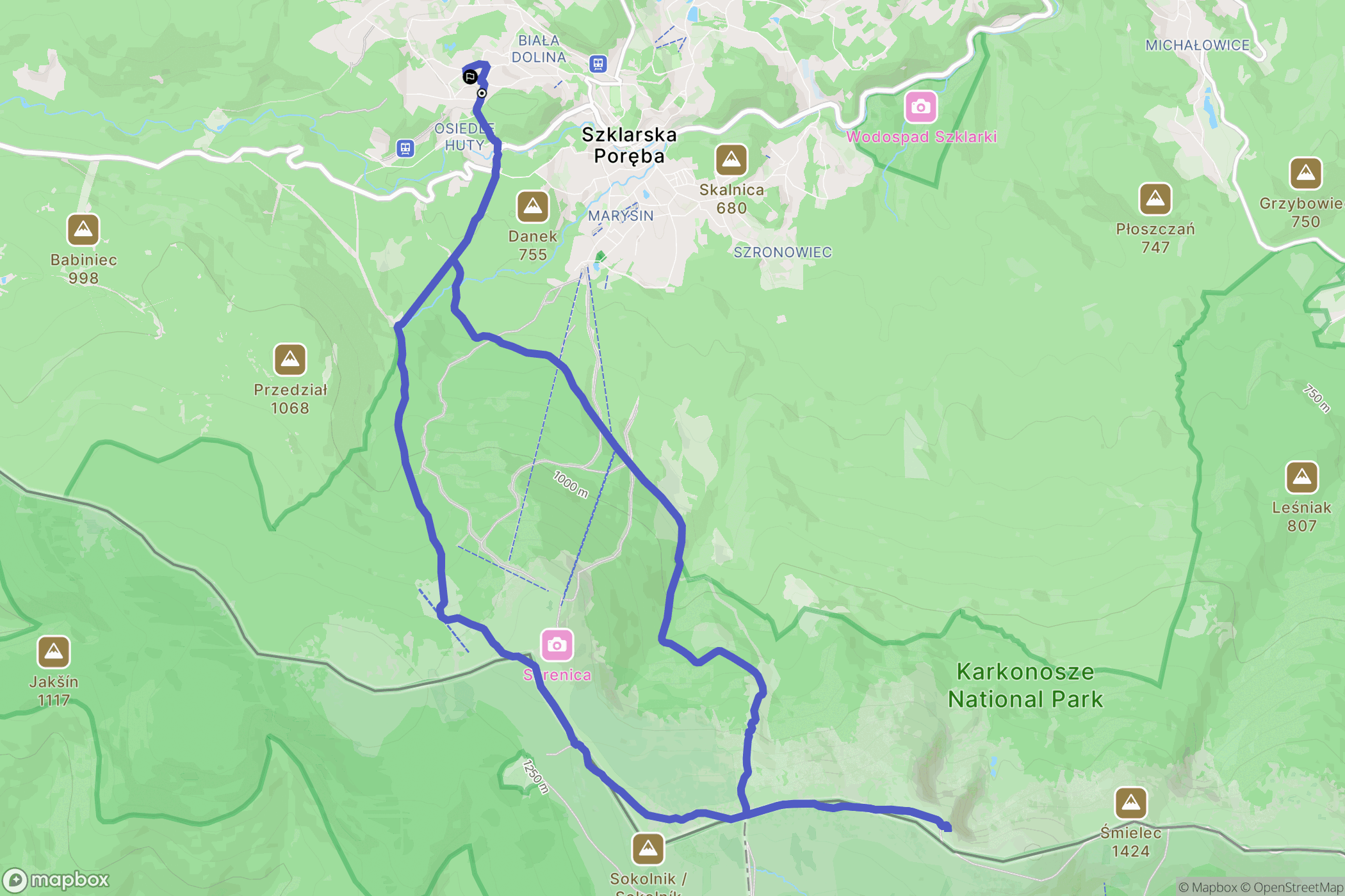 Szklarska Poręba: mapa trasy - Poland