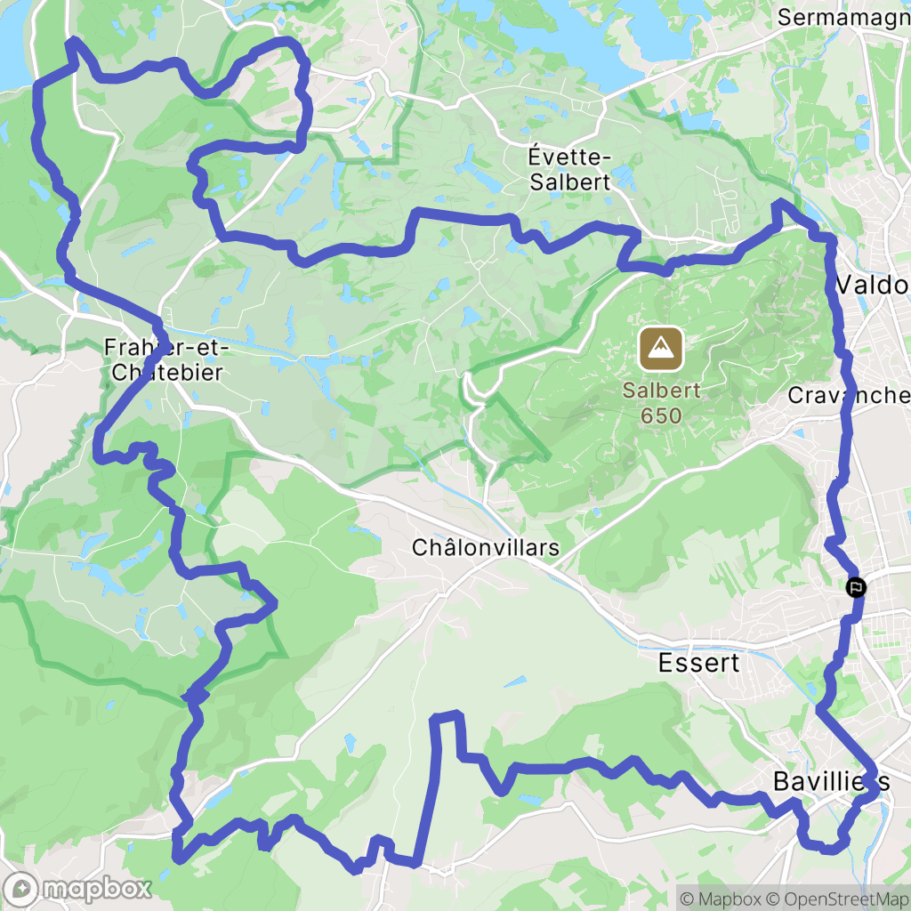 Belfort : carte du parcours de randonnée - France