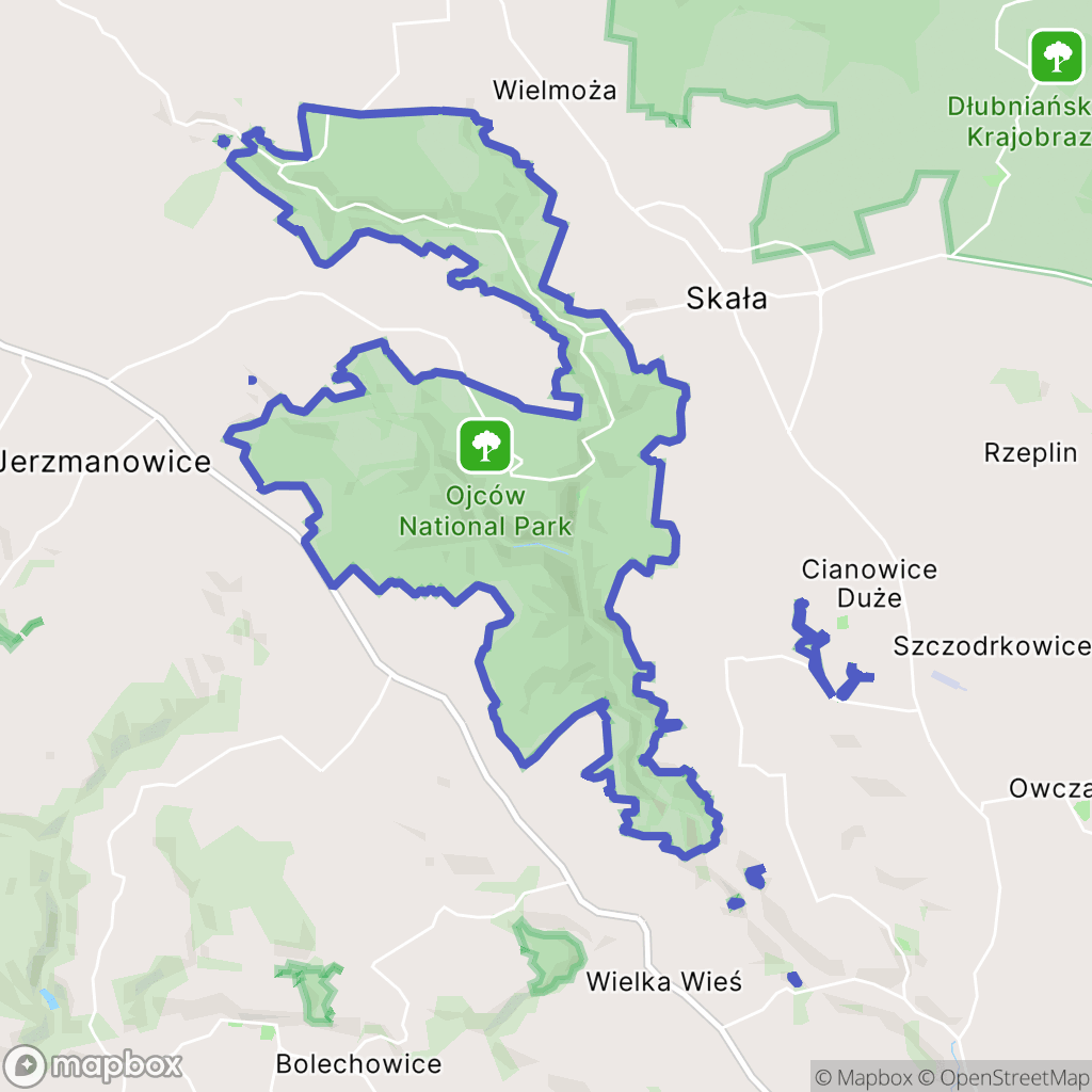Mapa wyznaczonego obszaru ojcowski-park-narodowy