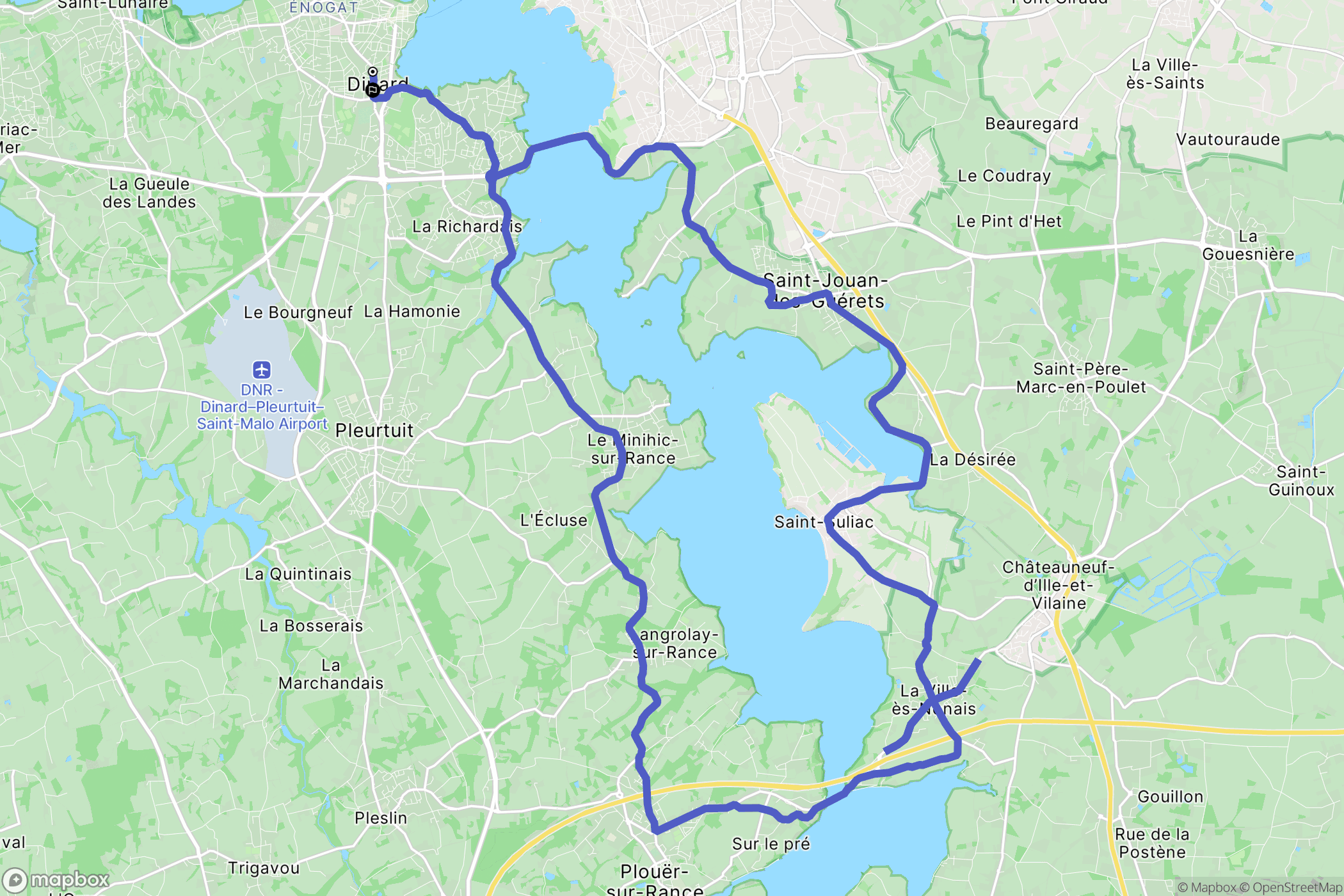 Dinard : carte du parcours de randonnée - France