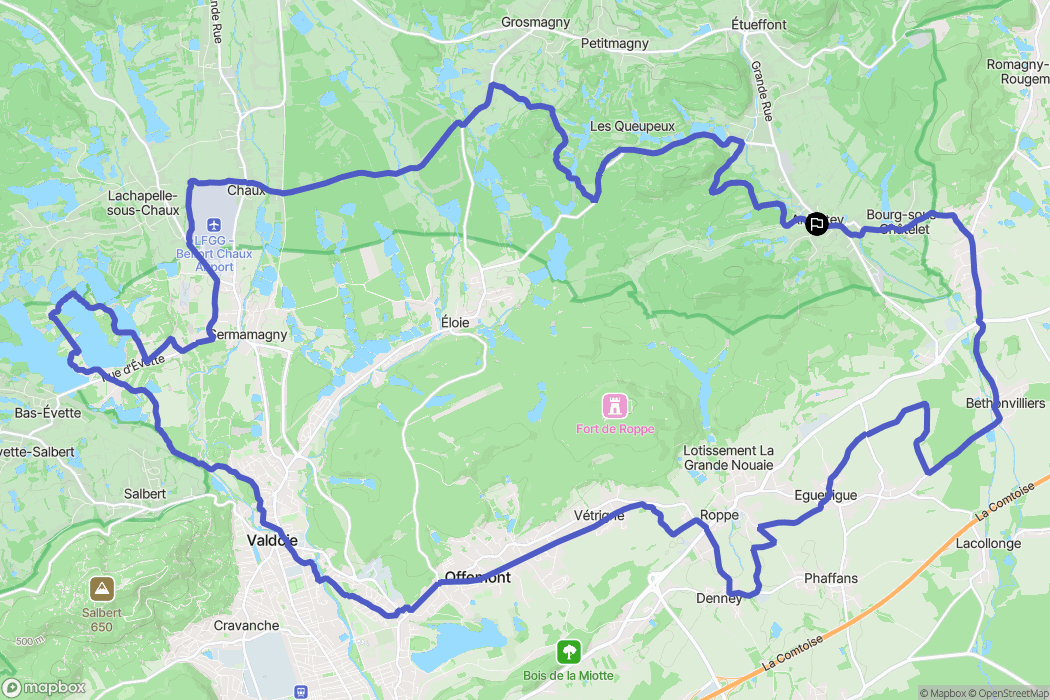 Anjoutey : carte du parcours de randonnée - France