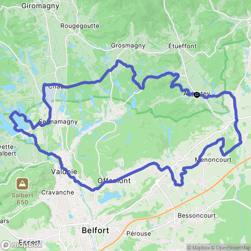 Anjoutey : carte du parcours de randonnée - France