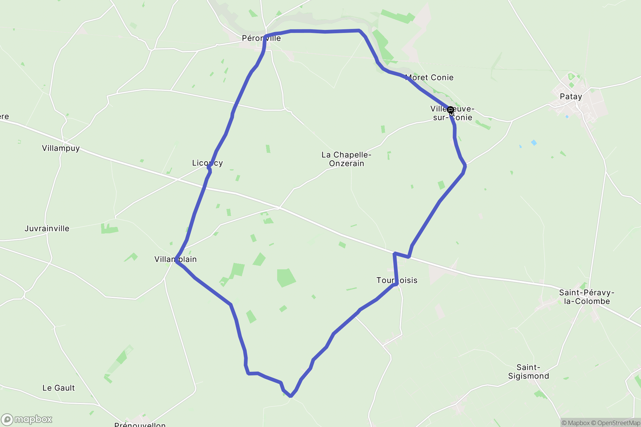 Villeneuve-sur-Conie : carte du parcours de randonnée - France