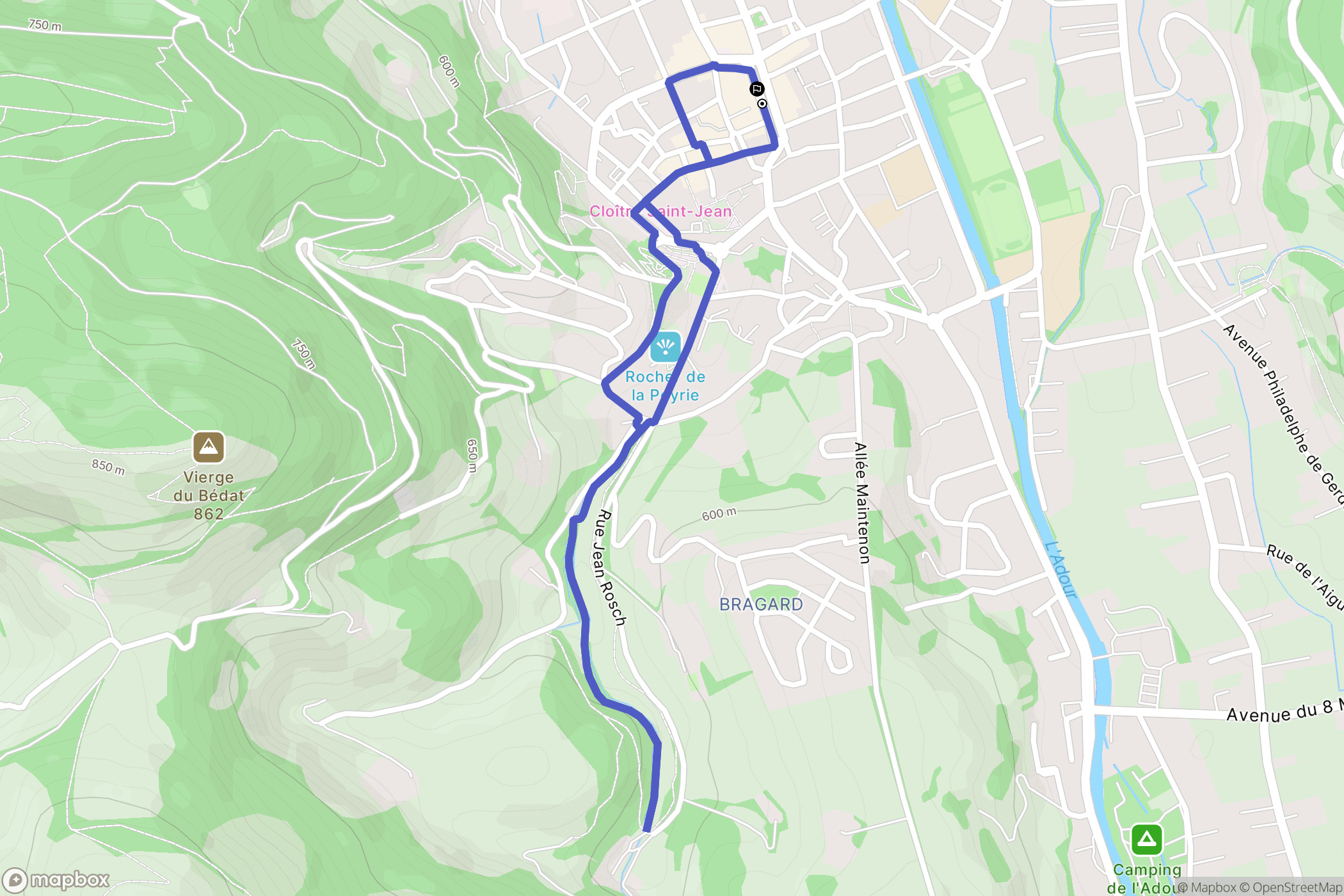 Bagnères-de-Bigorre : carte du parcours de randonnée - France