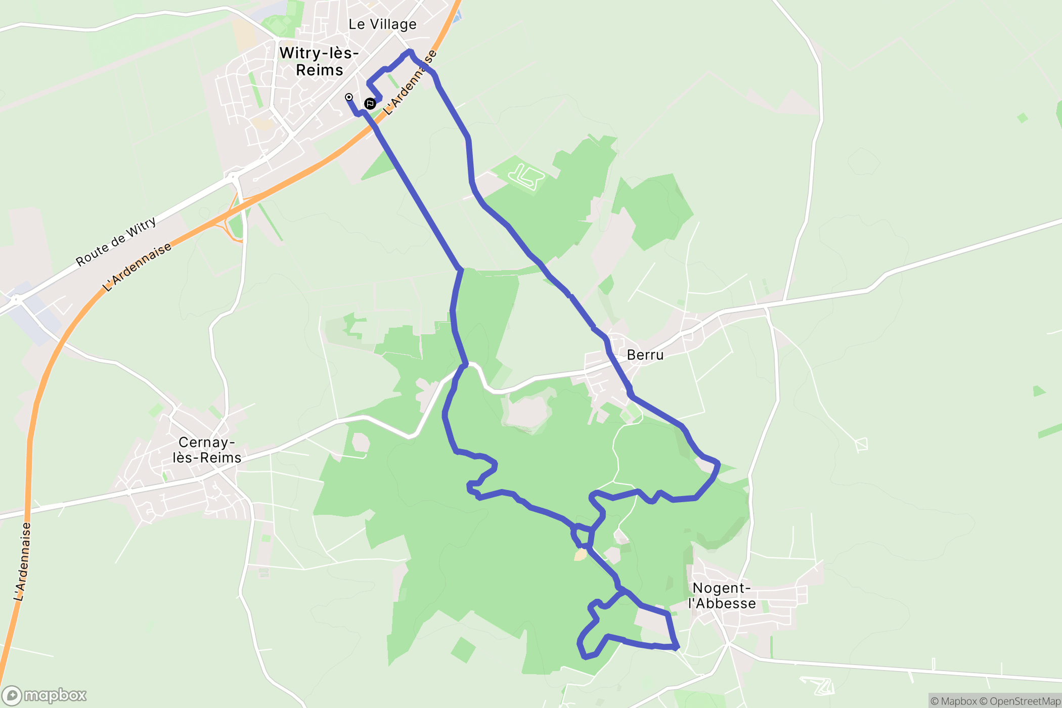 Witry-lès-Reims : carte du parcours de randonnée - France