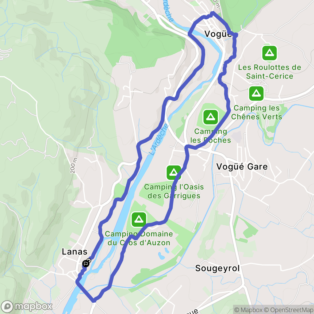 Lanas : carte du parcours de randonnée - France