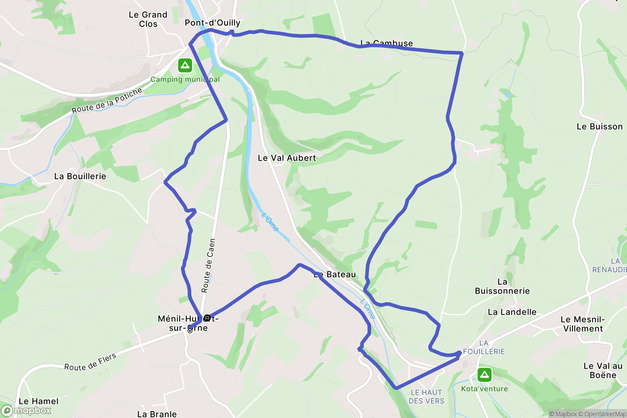 Ménil-Hubert-sur-Orne : carte du parcours de randonnée - France