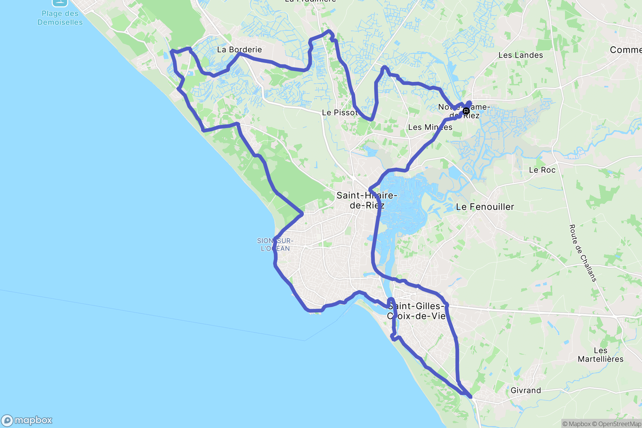 Notre-Dame-de-Riez : carte du parcours de randonnée - France