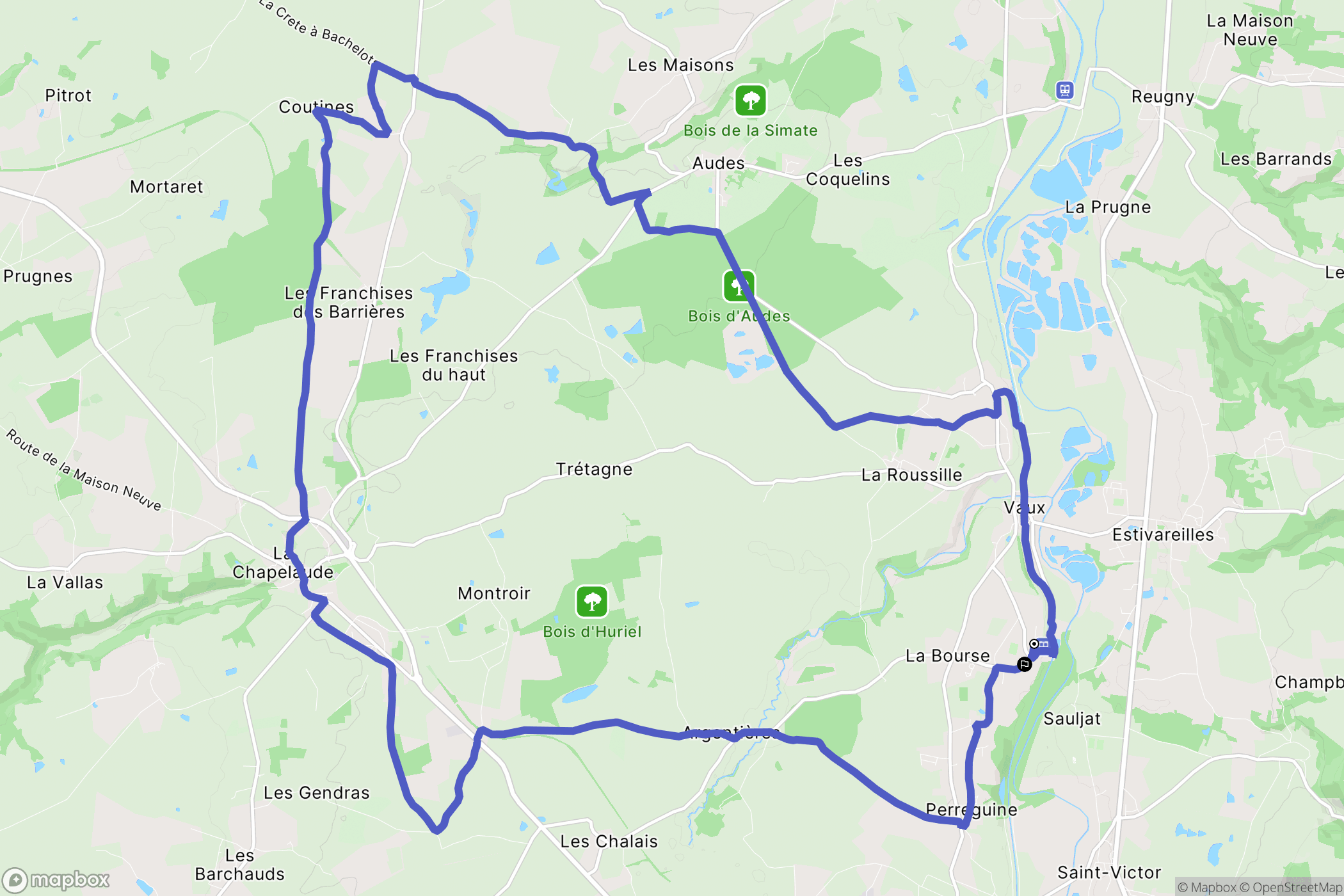 Vaux : carte du parcours de randonnée - France