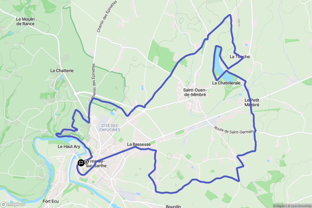 Fresnay-sur-Sarthe : carte du parcours de randonnée - France