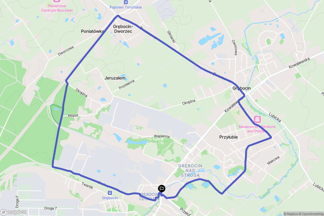 Toruń: mapa trasy - Poland