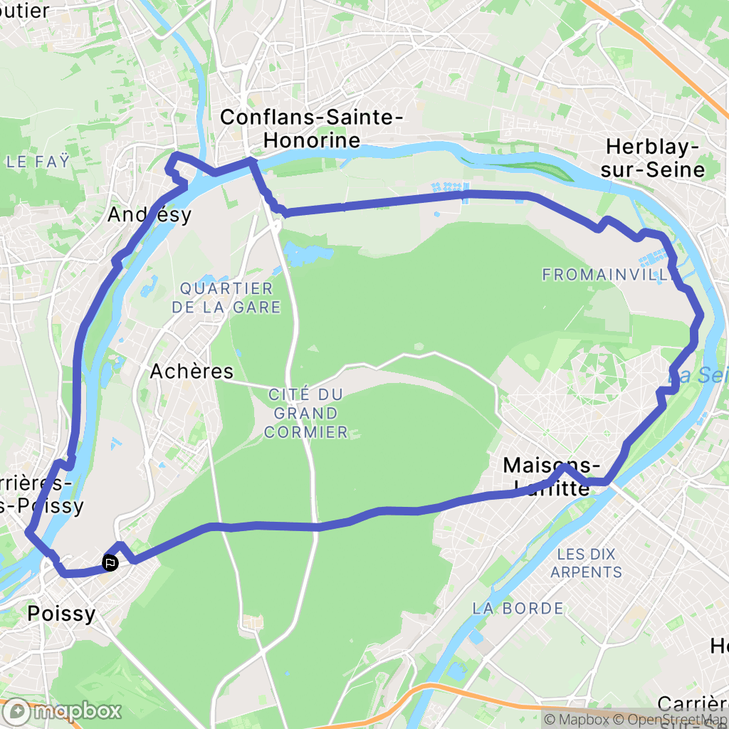 Poissy : carte du parcours de randonnée - France