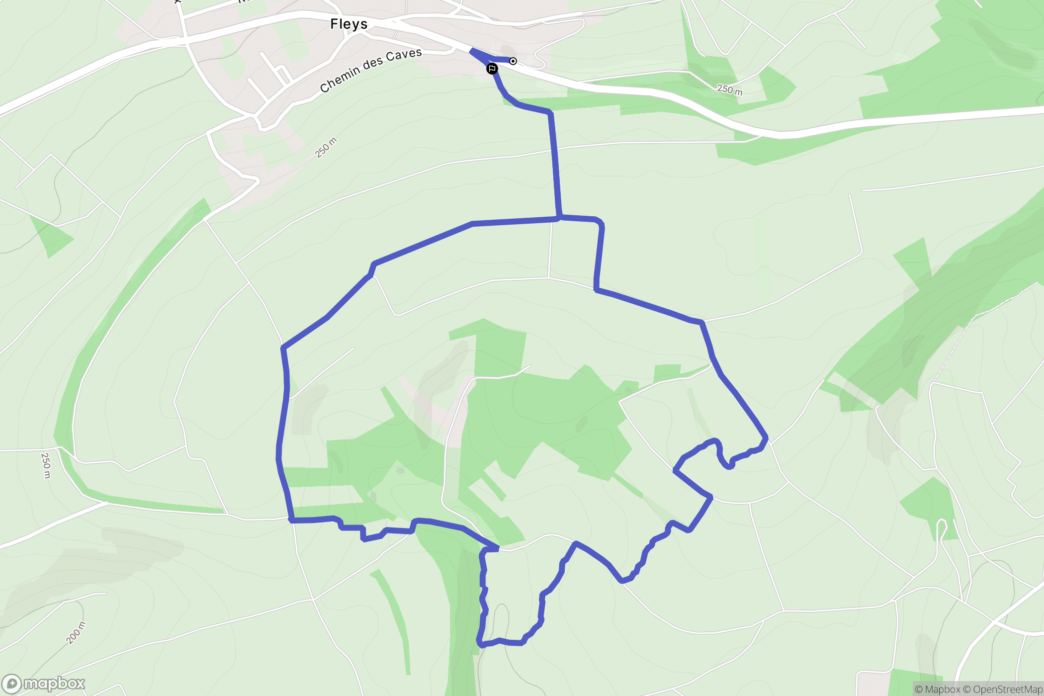 Fleys : carte du parcours de randonnée - France