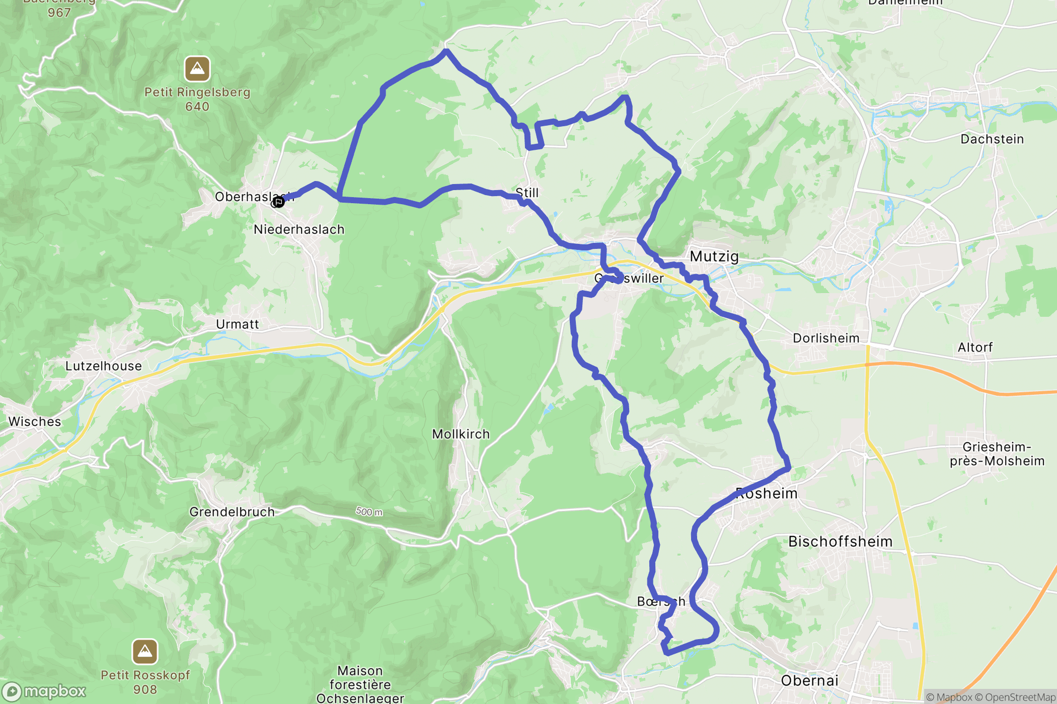 Oberhaslach : carte du parcours de randonnée - France