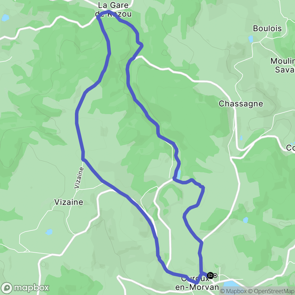 Ouroux-en-Morvan : carte du parcours de randonnée - France