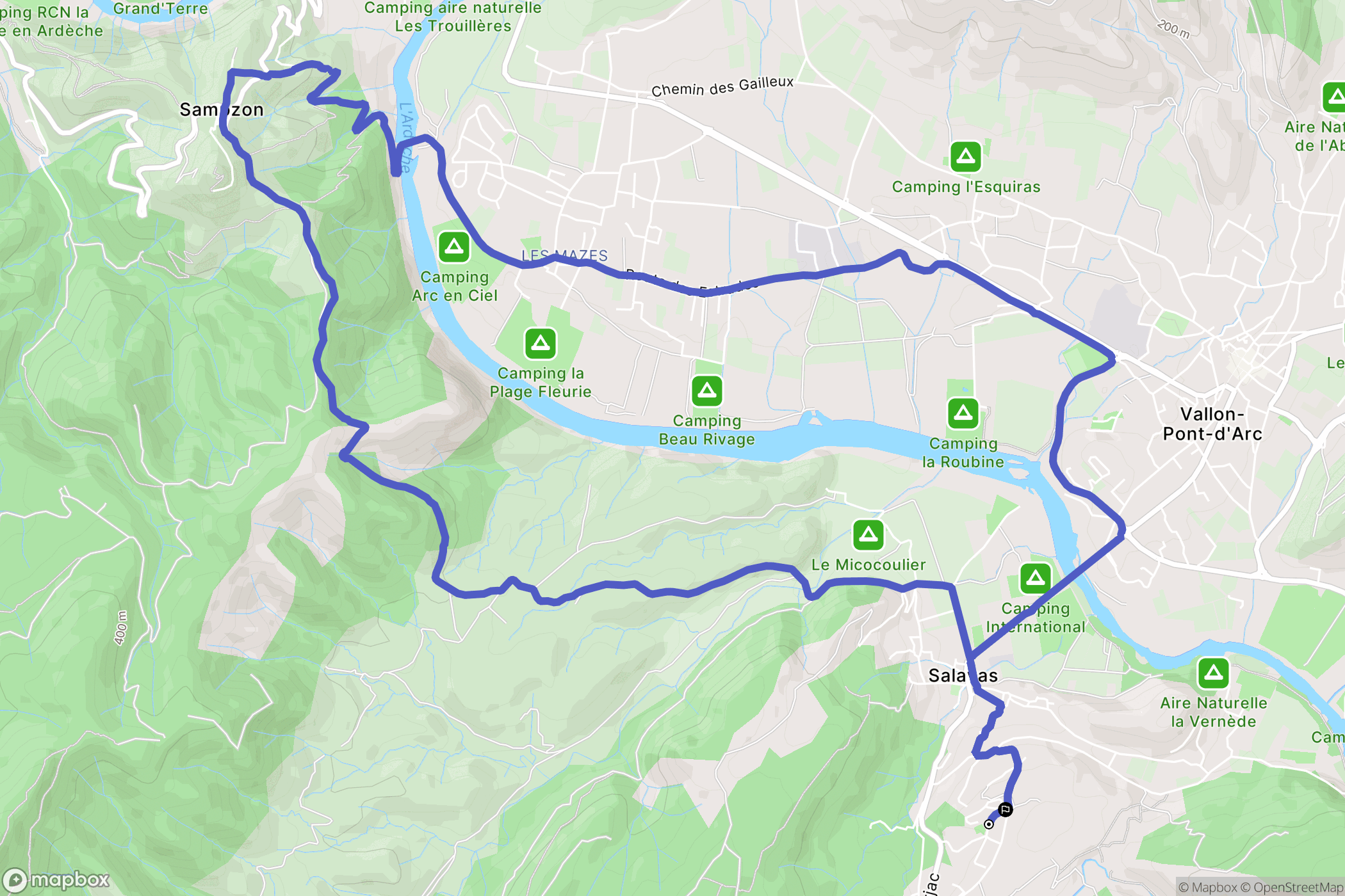 Salavas : carte du parcours de randonnée - France