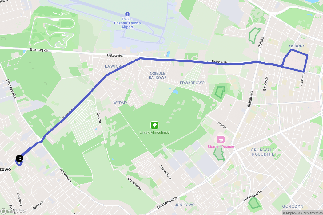 Skórzewo: mapa trasy - Poland