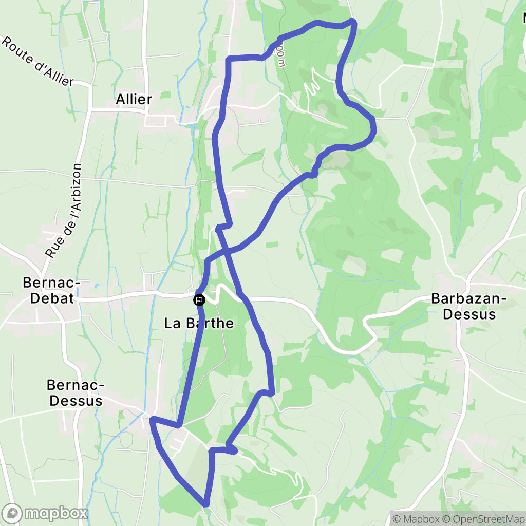 Bernac-Debat : carte du parcours de randonnée - France