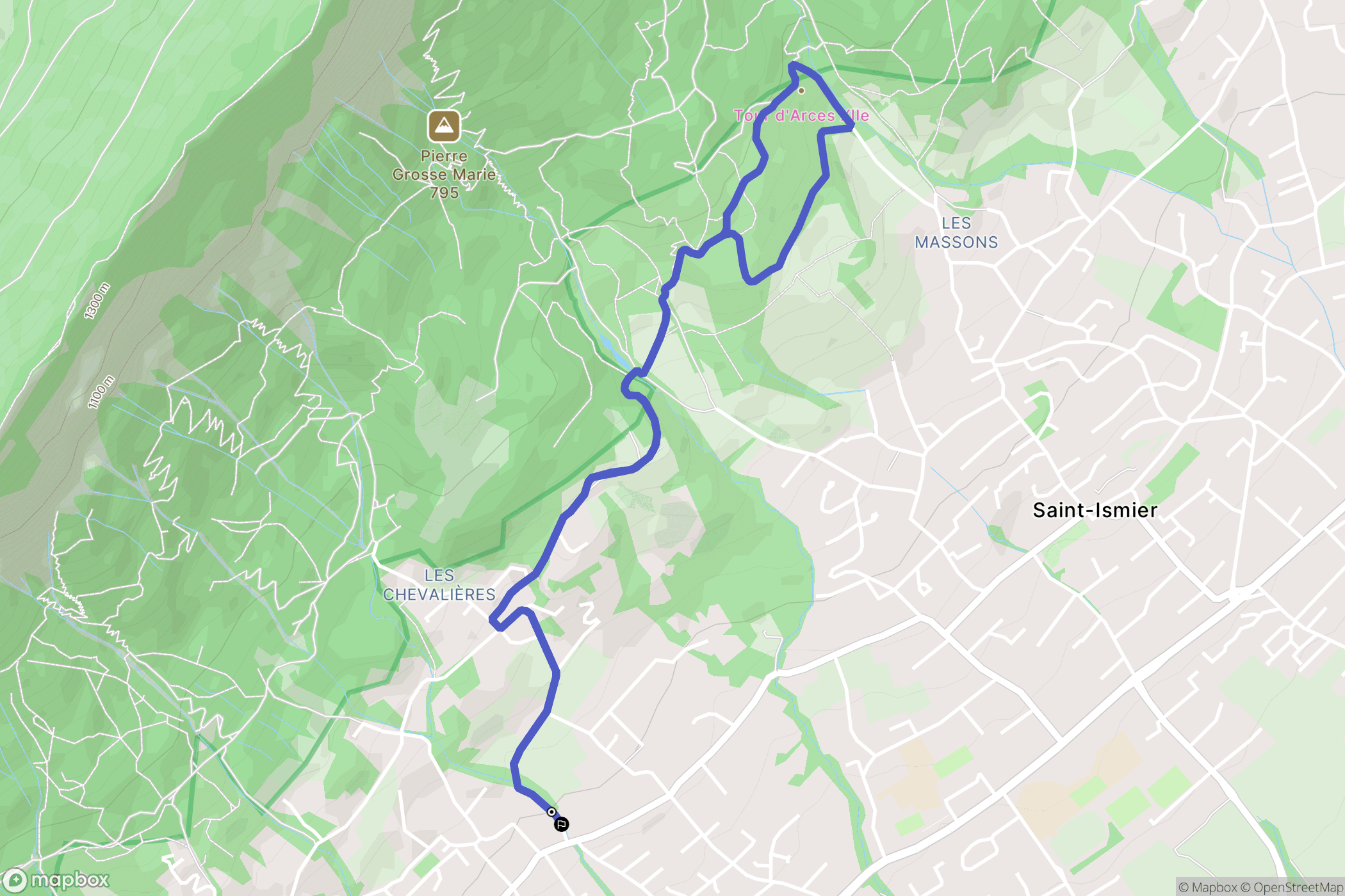 Biviers : carte du parcours de randonnée - France