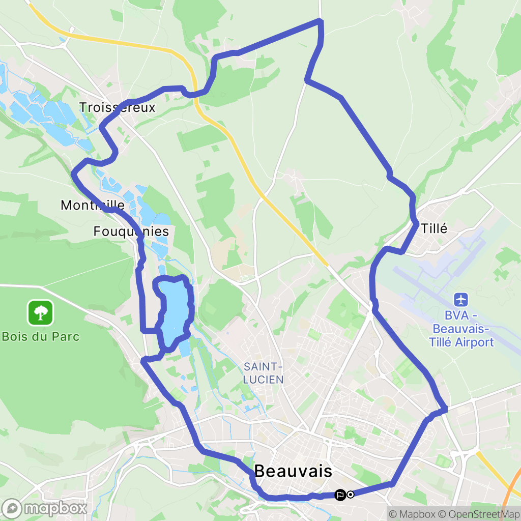 Beauvais : carte du parcours de randonnée - France