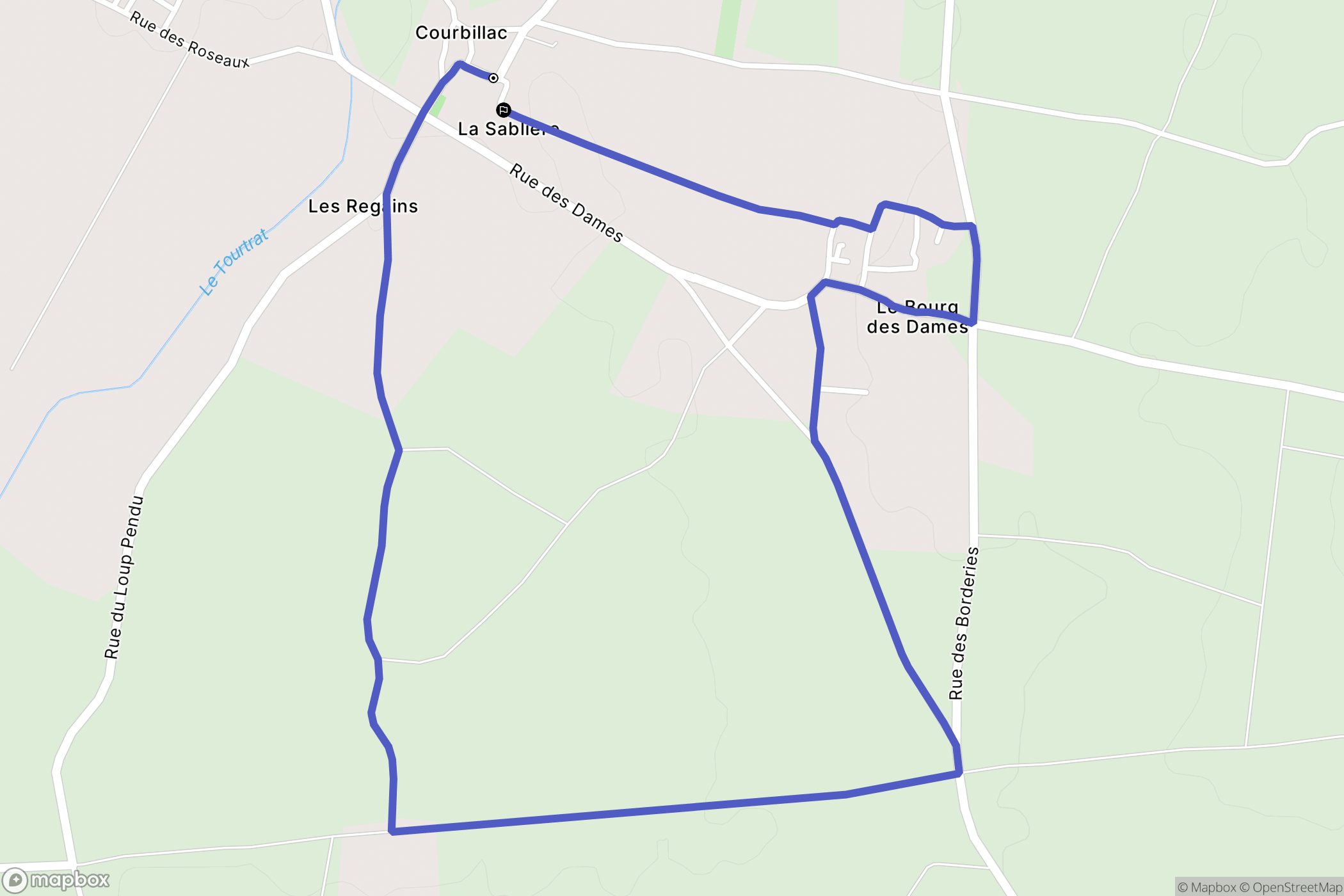 Courbillac : carte du parcours de randonnée - France
