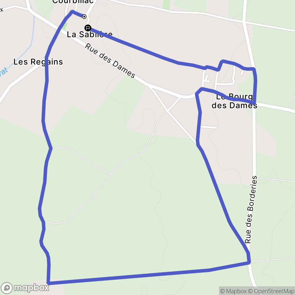 Courbillac : carte du parcours de randonnée - France