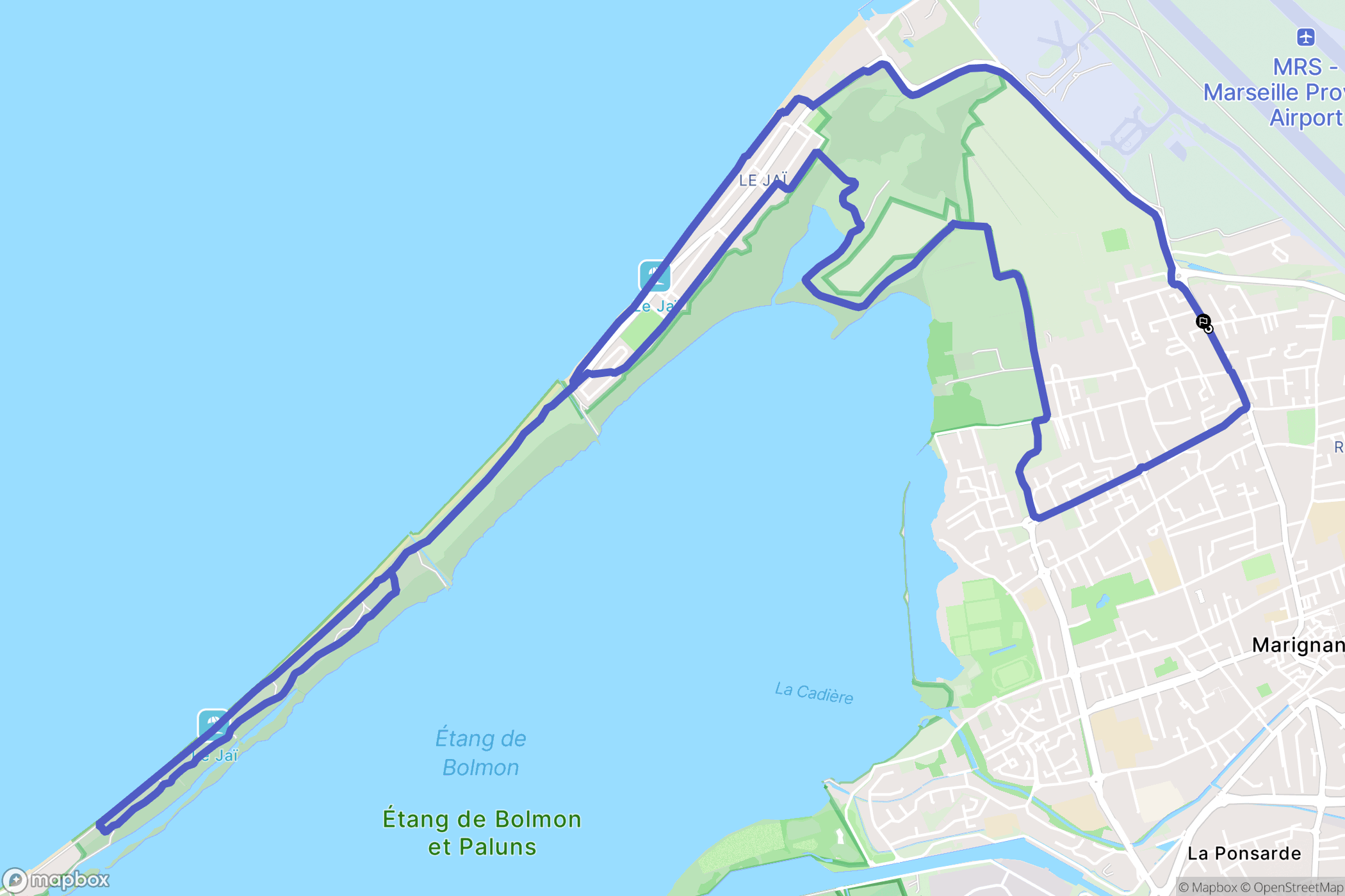 Marignane : carte du parcours de randonnée - France