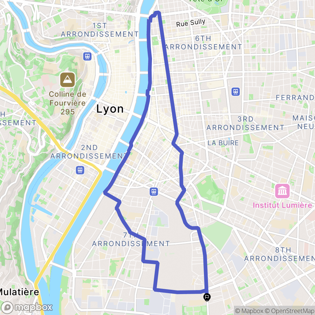 Lyon : carte du parcours de randonnée - France