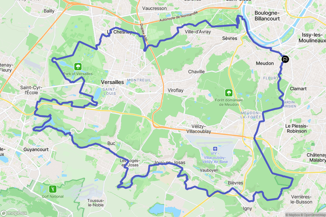 Meudon : carte du parcours de randonnée - France