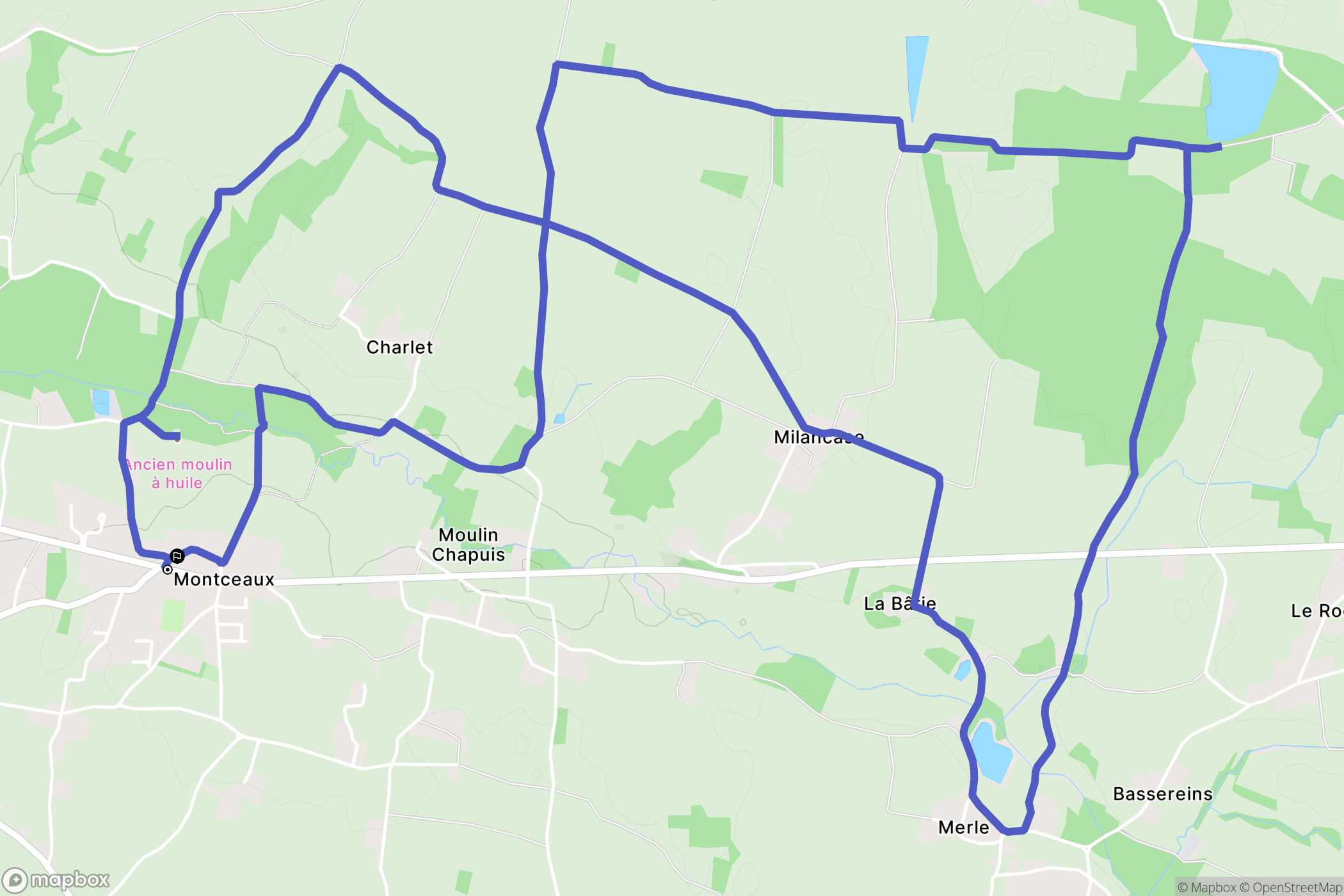 Montceaux : carte du parcours de randonnée - France