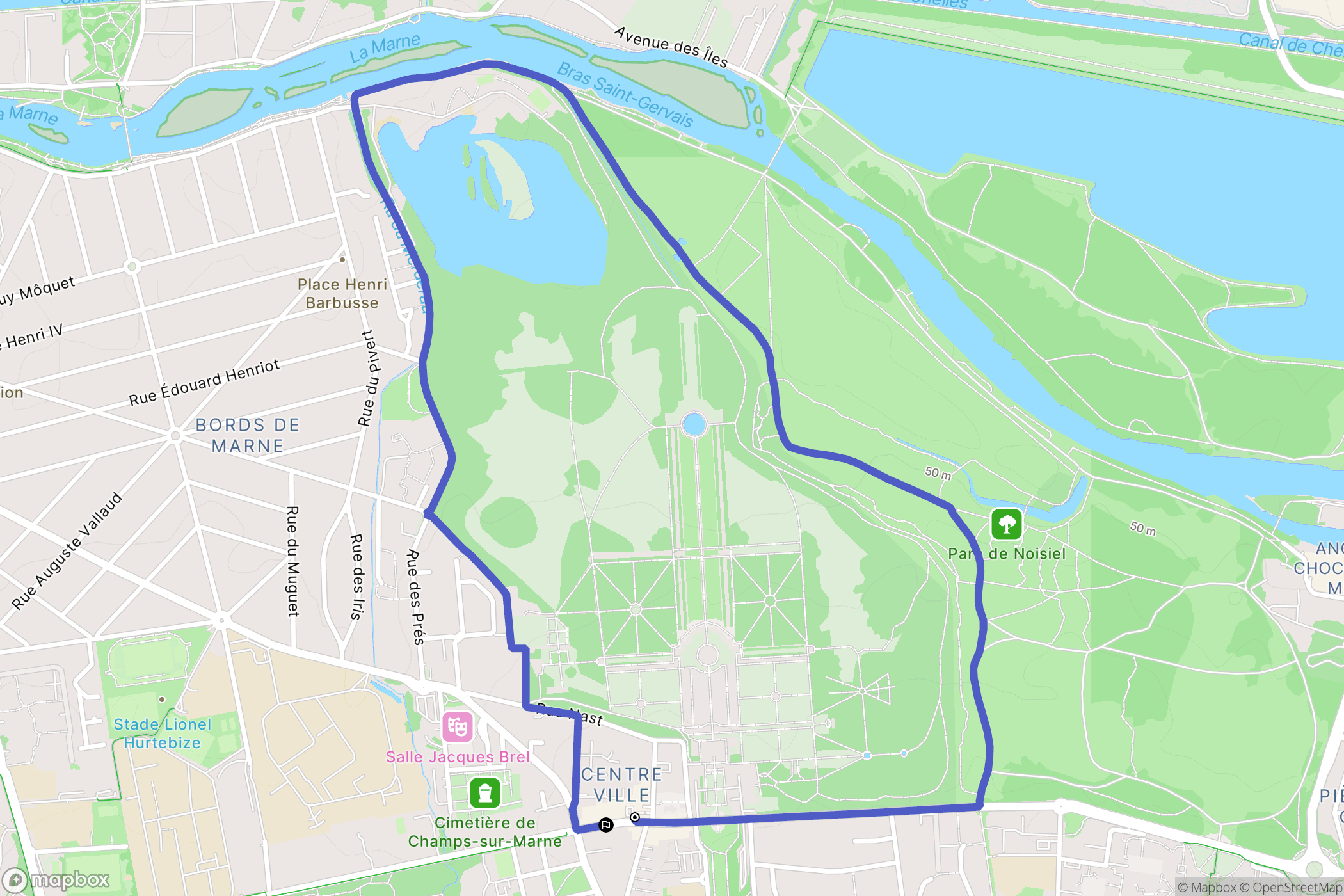 Champs-sur-Marne : carte du parcours de randonnée - France