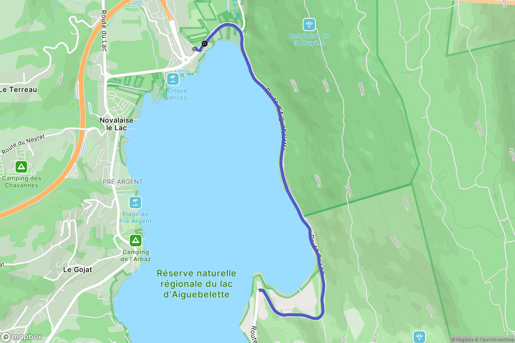 Nances : carte du parcours de randonnée - France