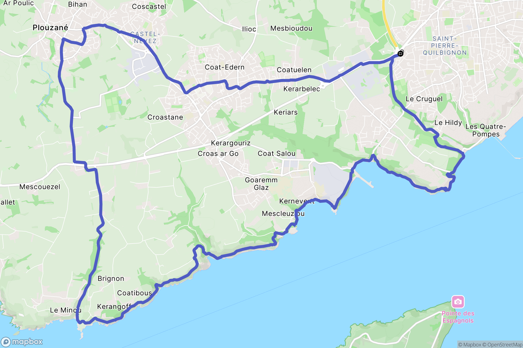 Brest : carte du parcours de randonnée - France