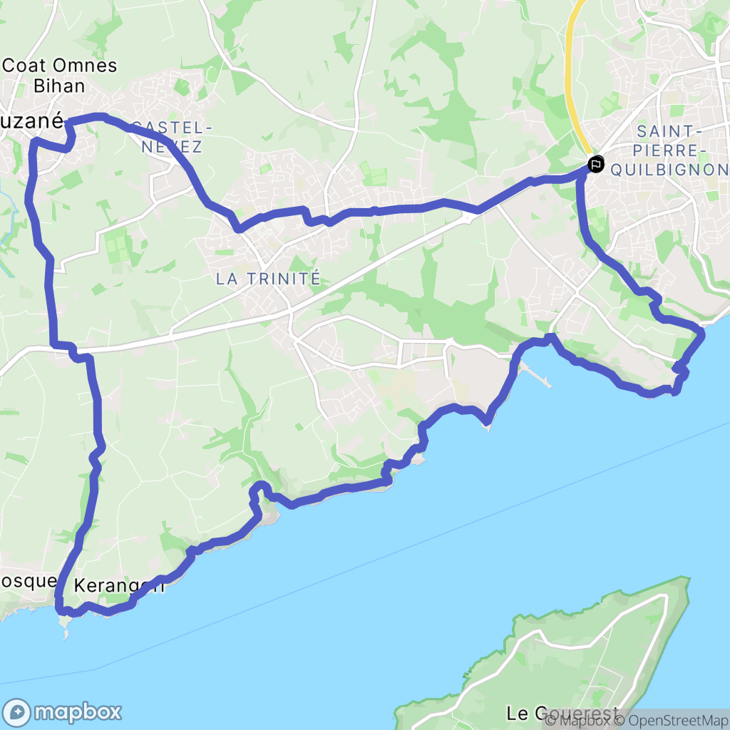Brest : carte du parcours de randonnée - France