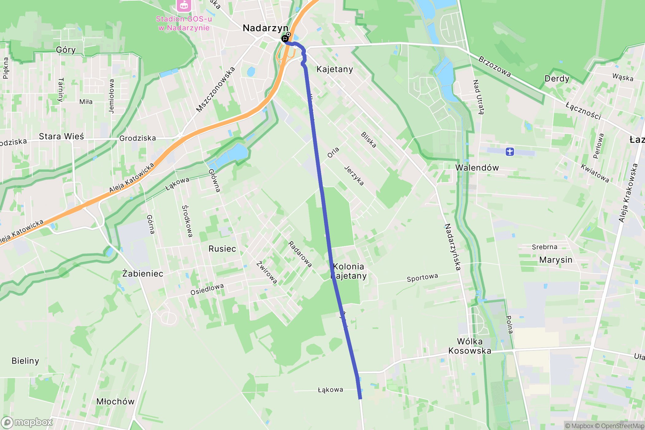 Kajetany: mapa trasy - Poland