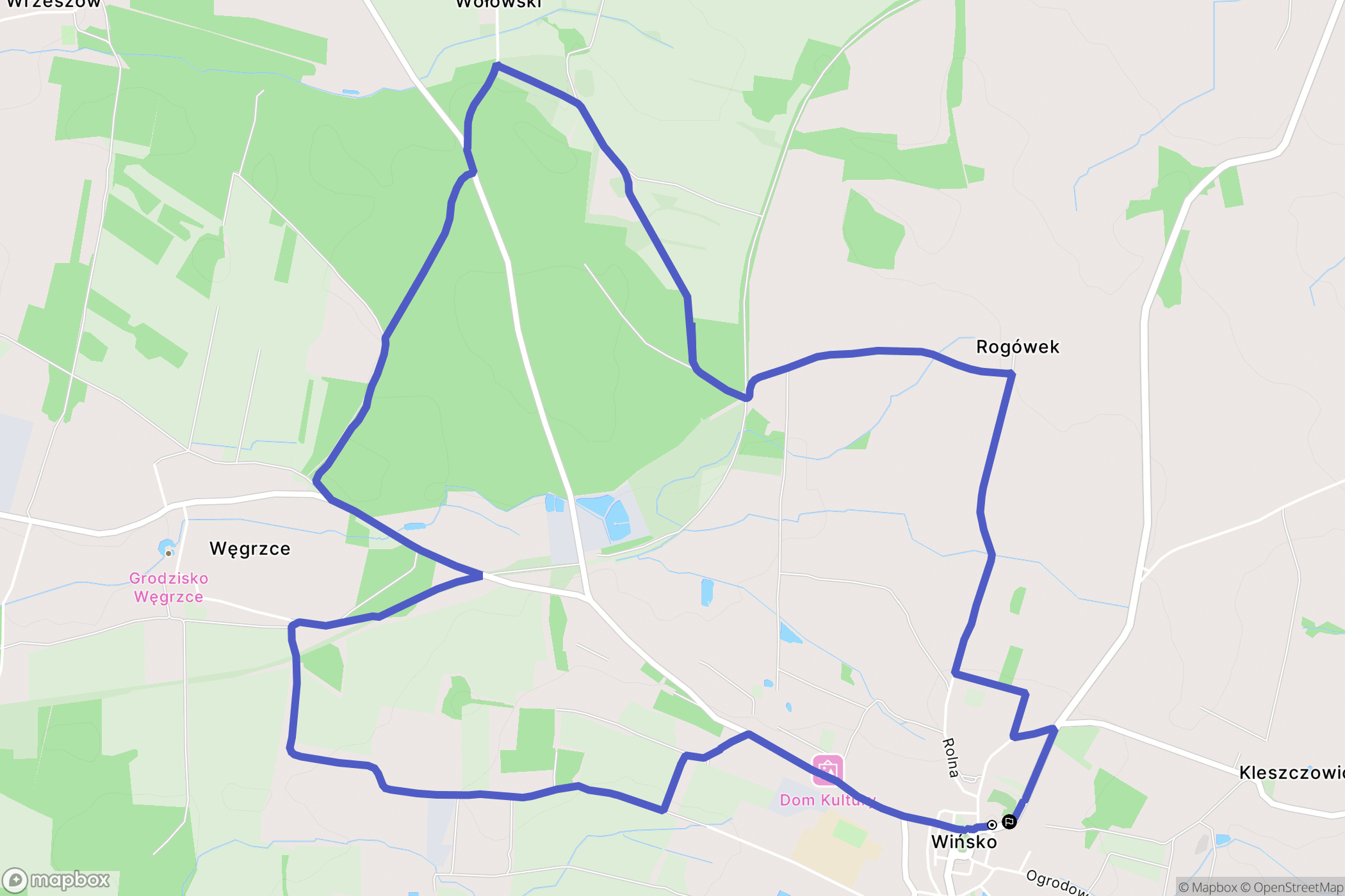 Wińsko: mapa trasy - Poland