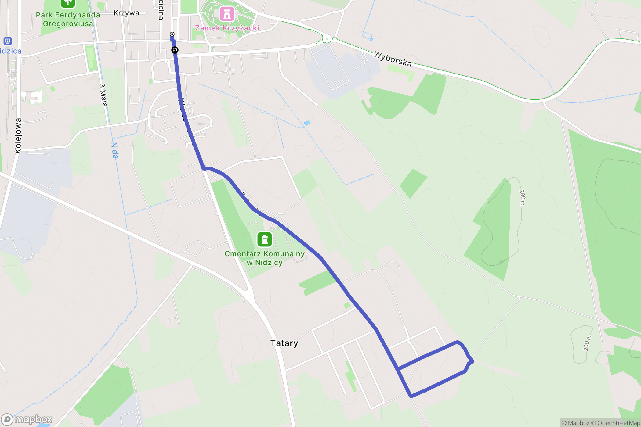 Nidzica: mapa trasy - Poland