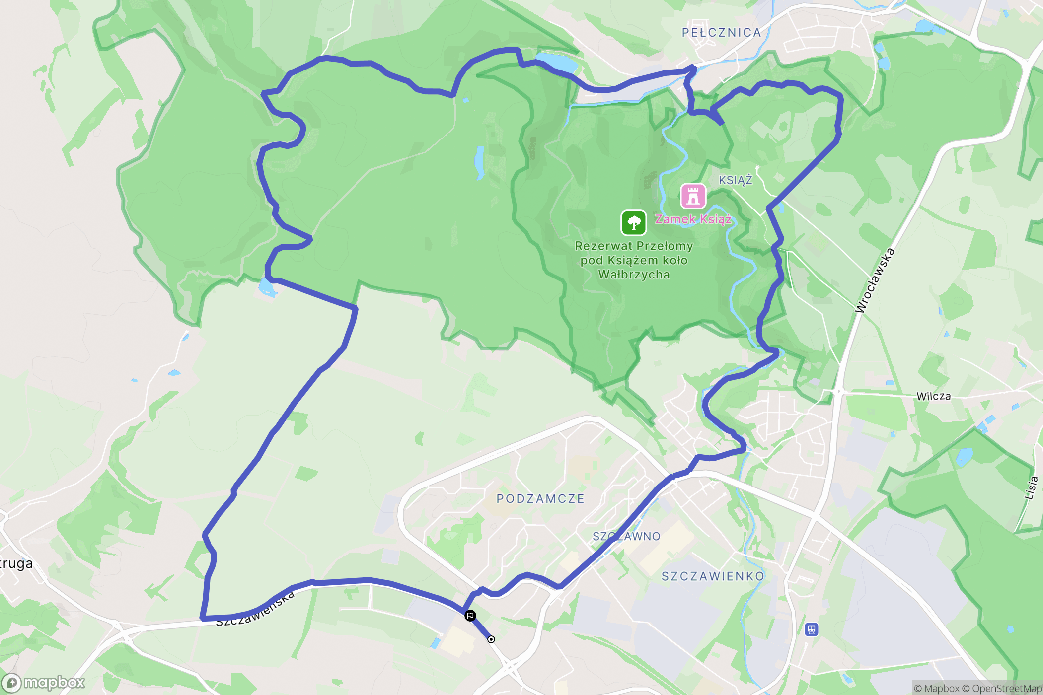Szczawno-Zdrój: mapa trasy - Poland