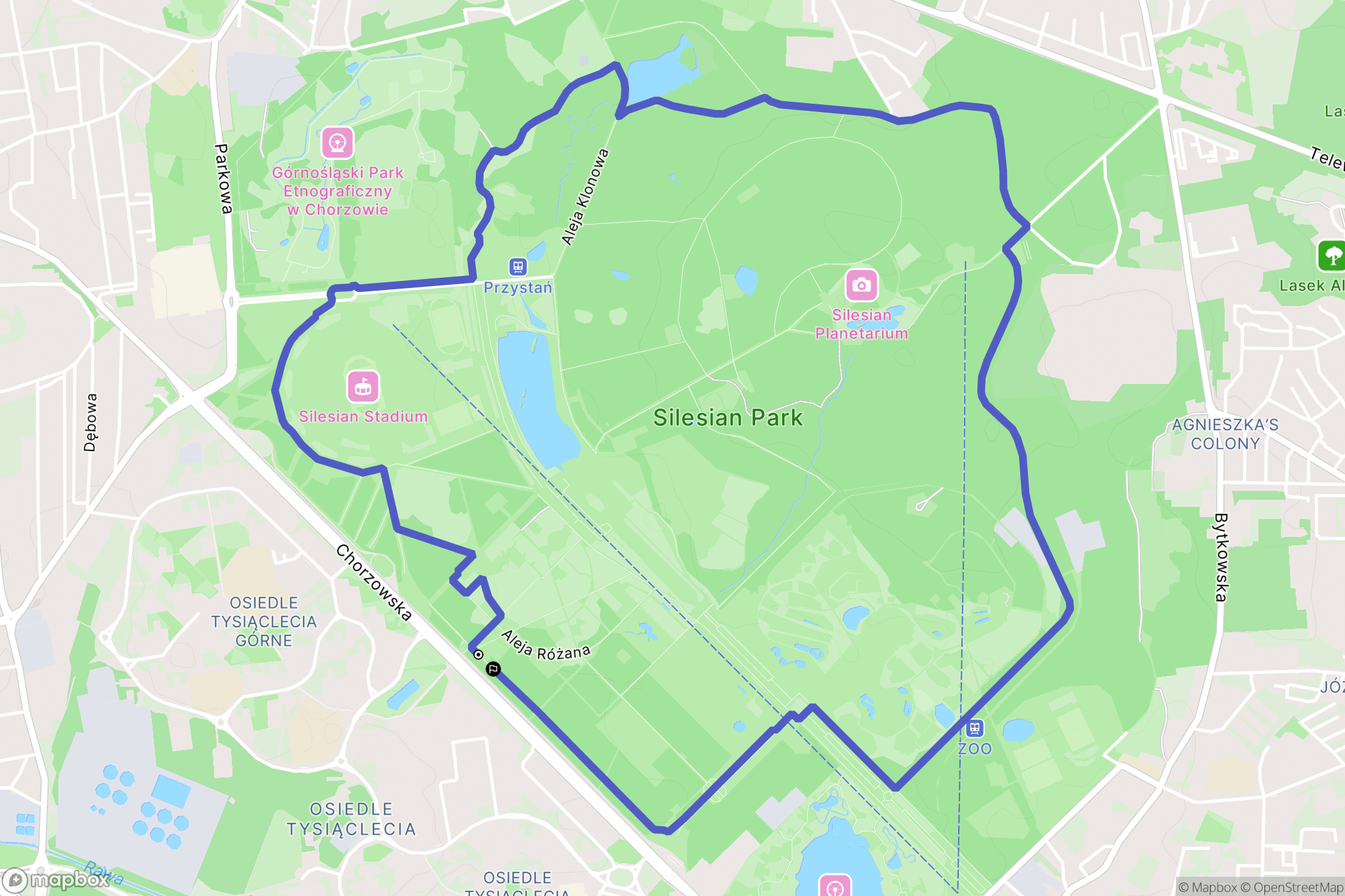 Chorzów: mapa trasy - Poland