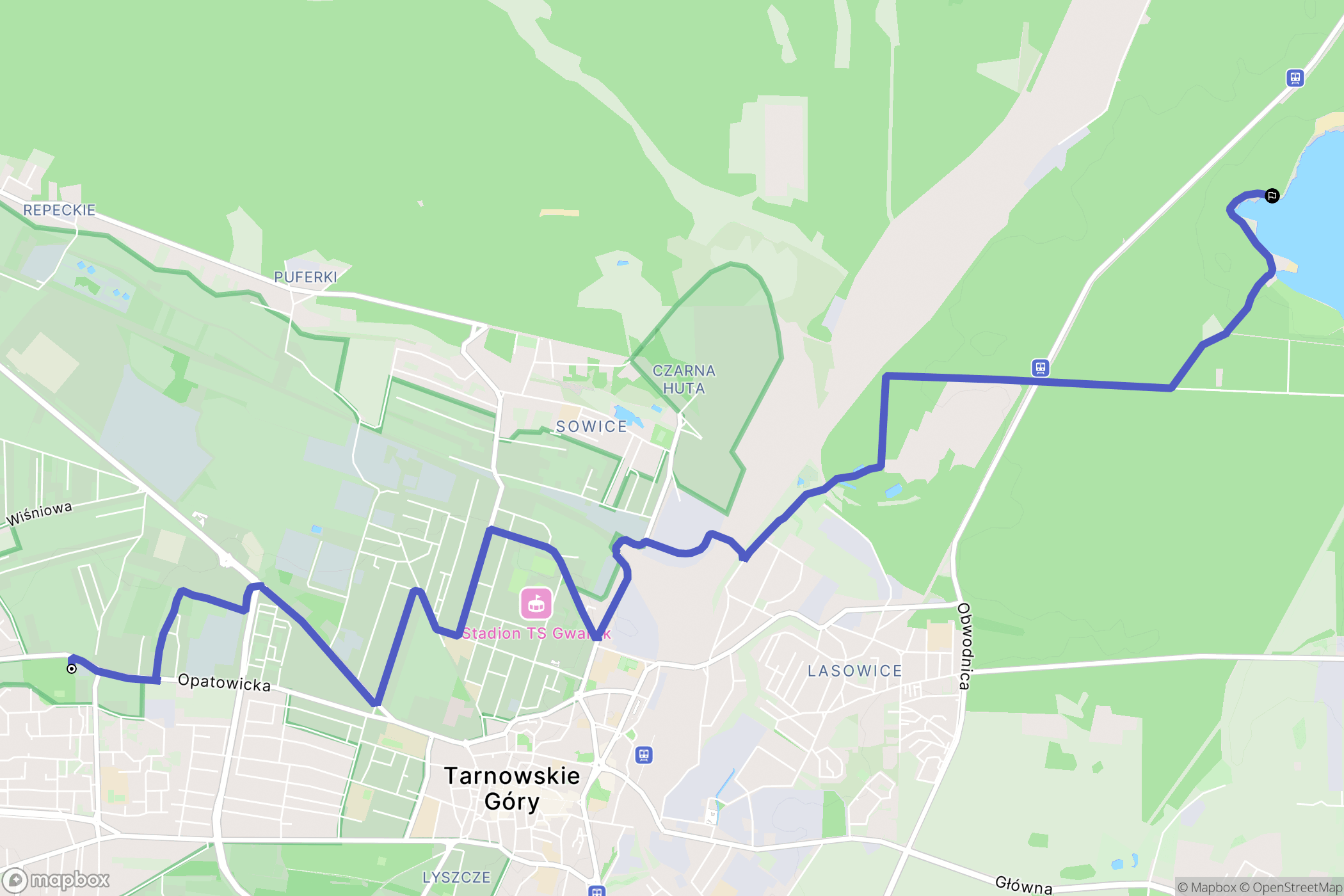 Tarnowskie Góry: mapa trasy - Poland