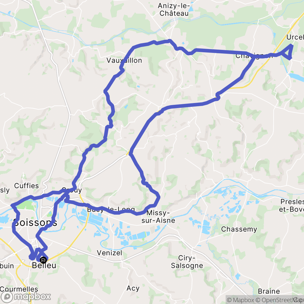 Belleu : carte du parcours de randonnée - France