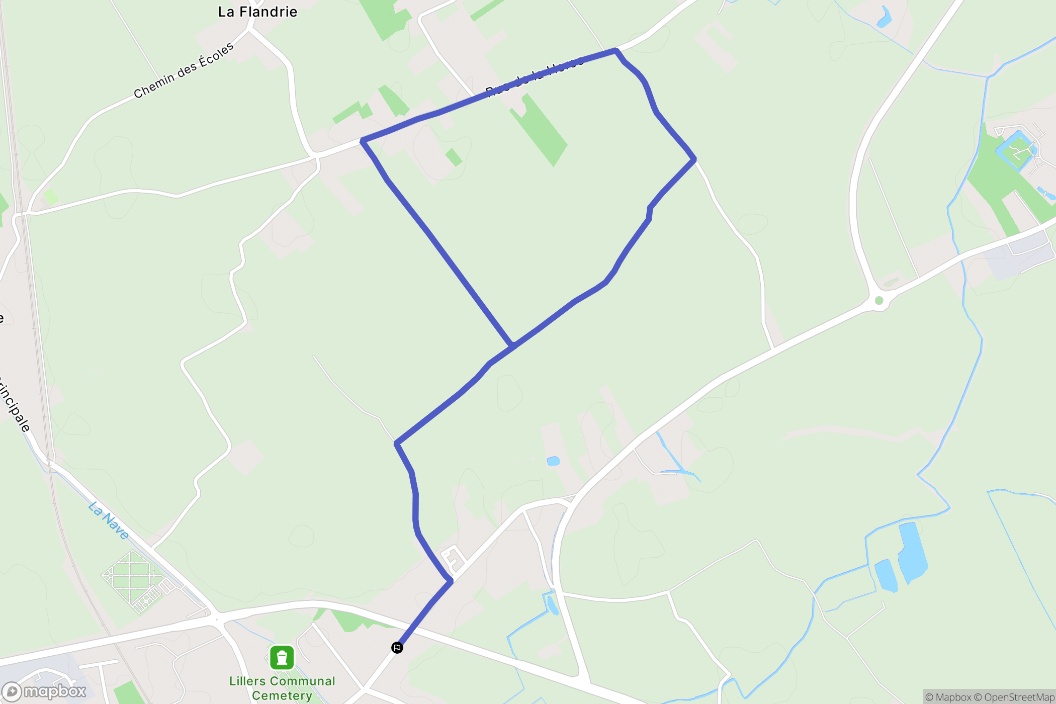 Lillers : carte du parcours de randonnée - France
