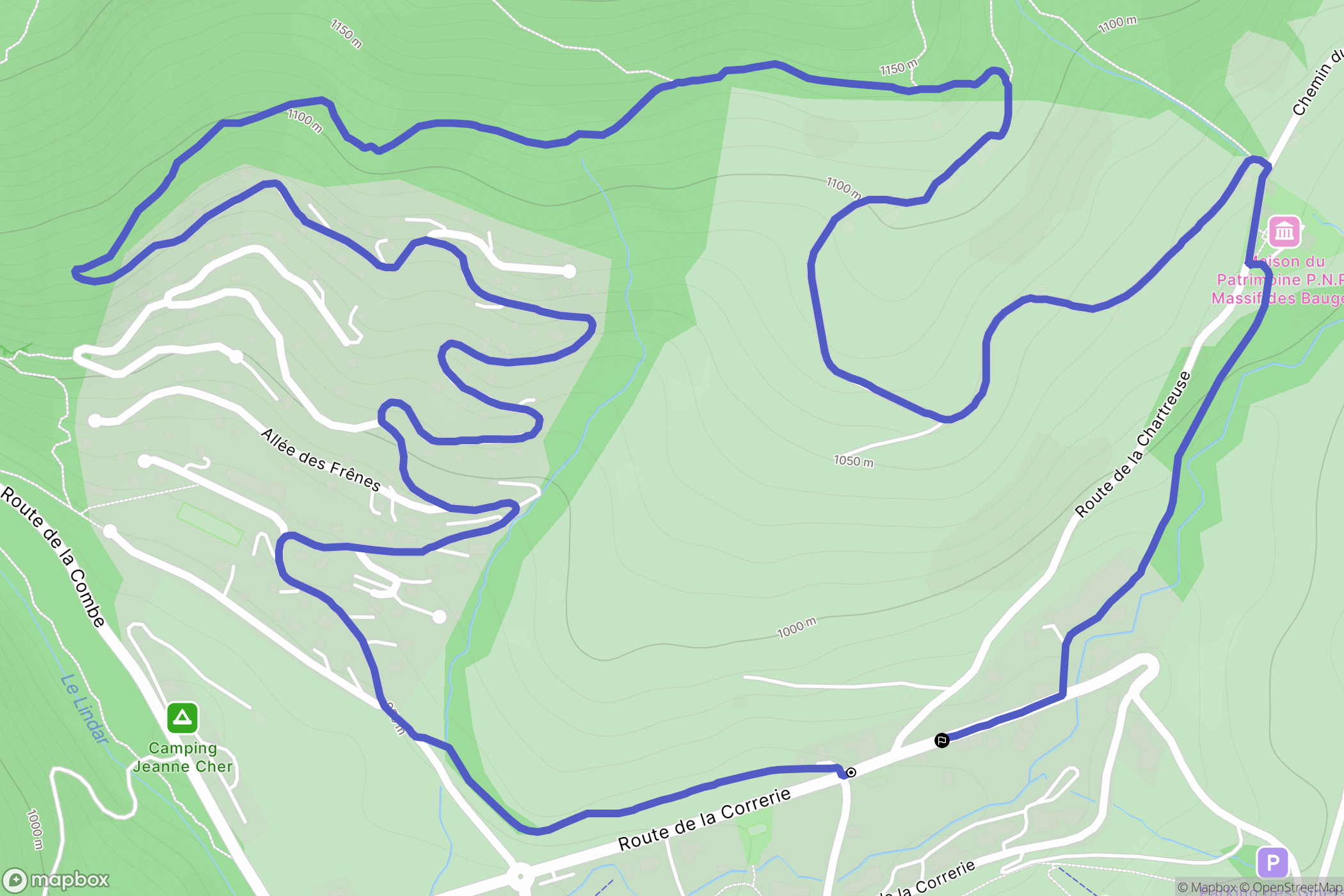 Aillon-le-Jeune : carte du parcours de randonnée - France