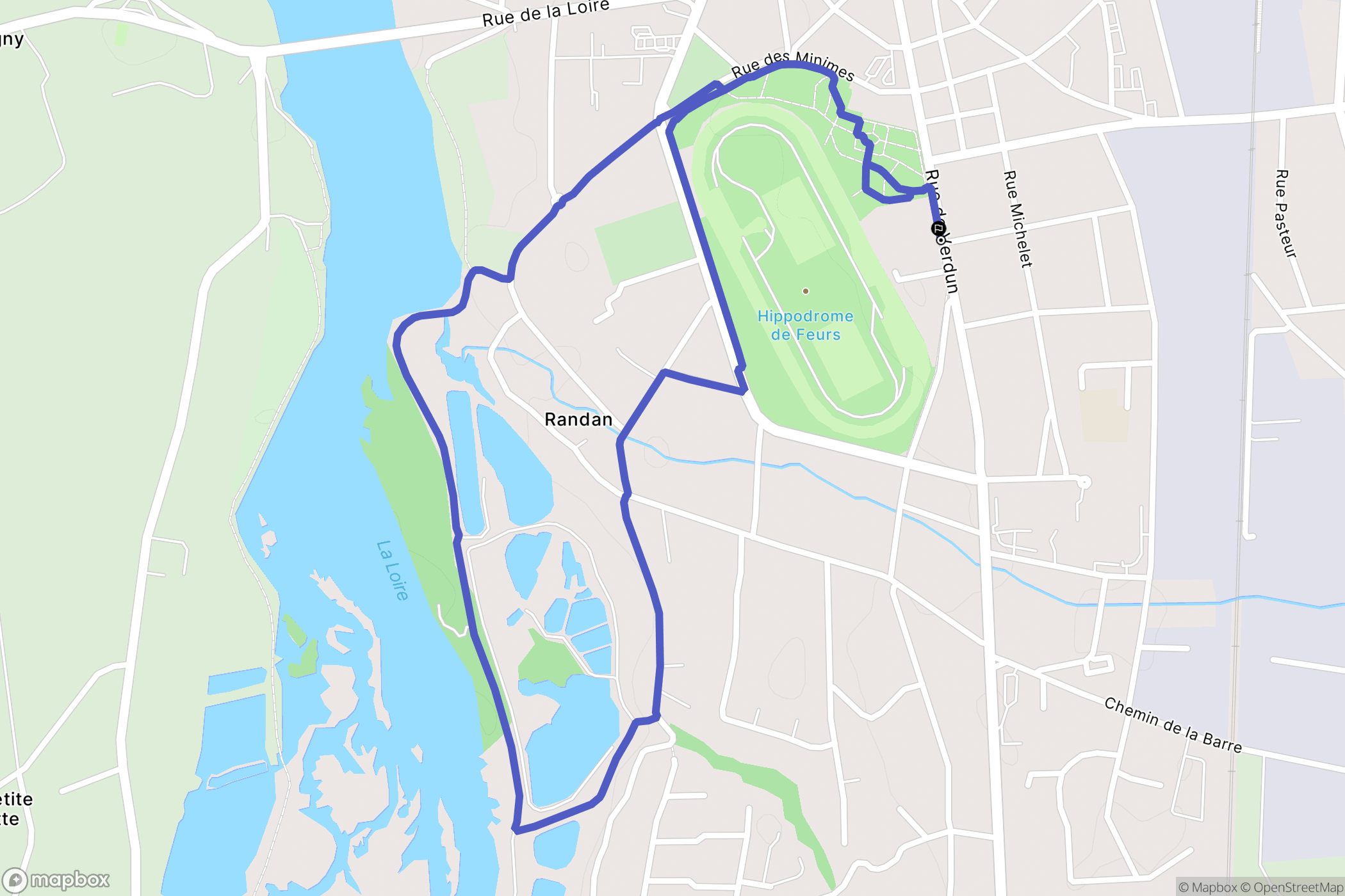 Feurs : carte du parcours de randonnée - France