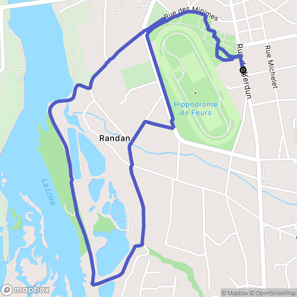 Feurs : carte du parcours de randonnée - France