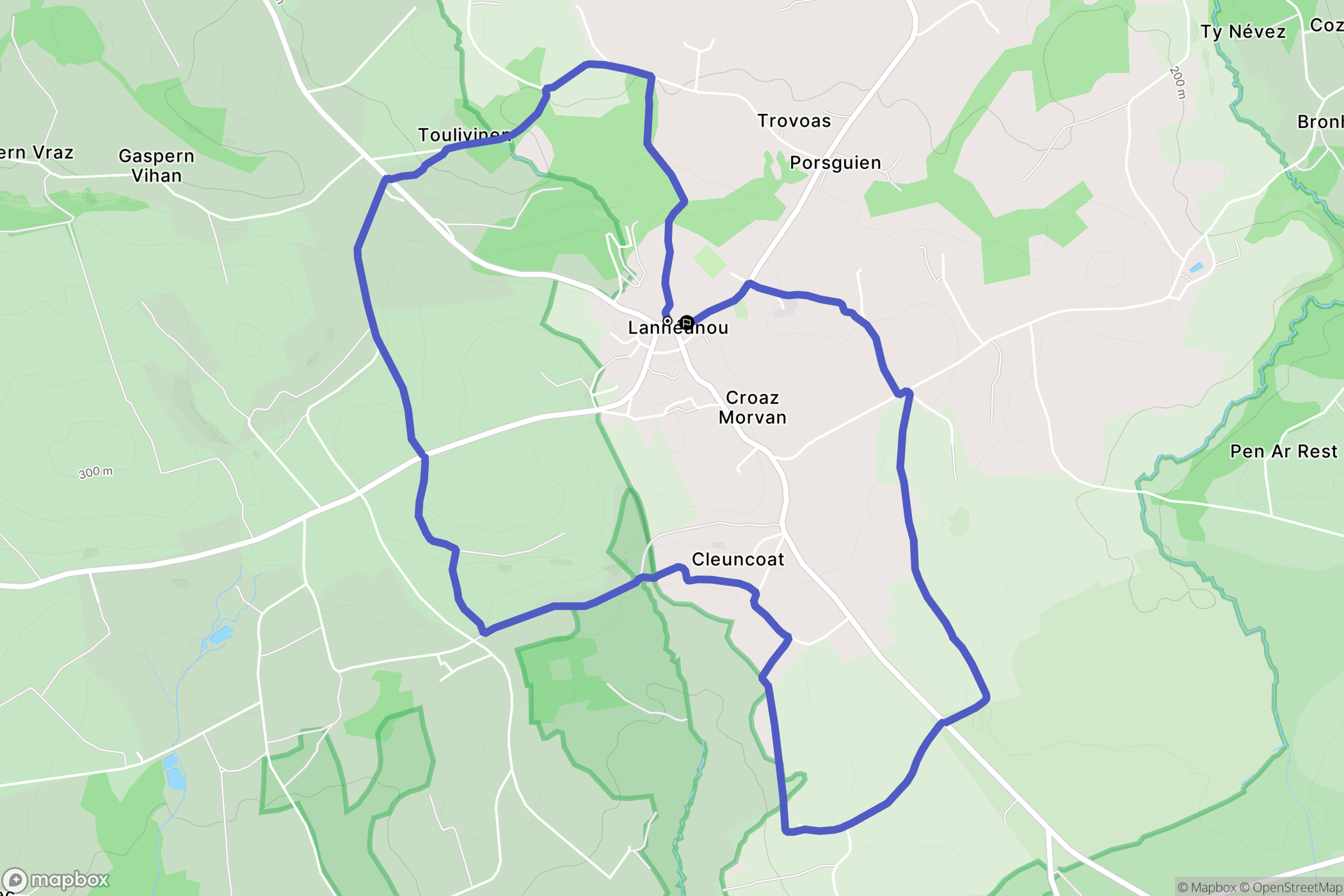 Lannéanou : carte du parcours de randonnée - France