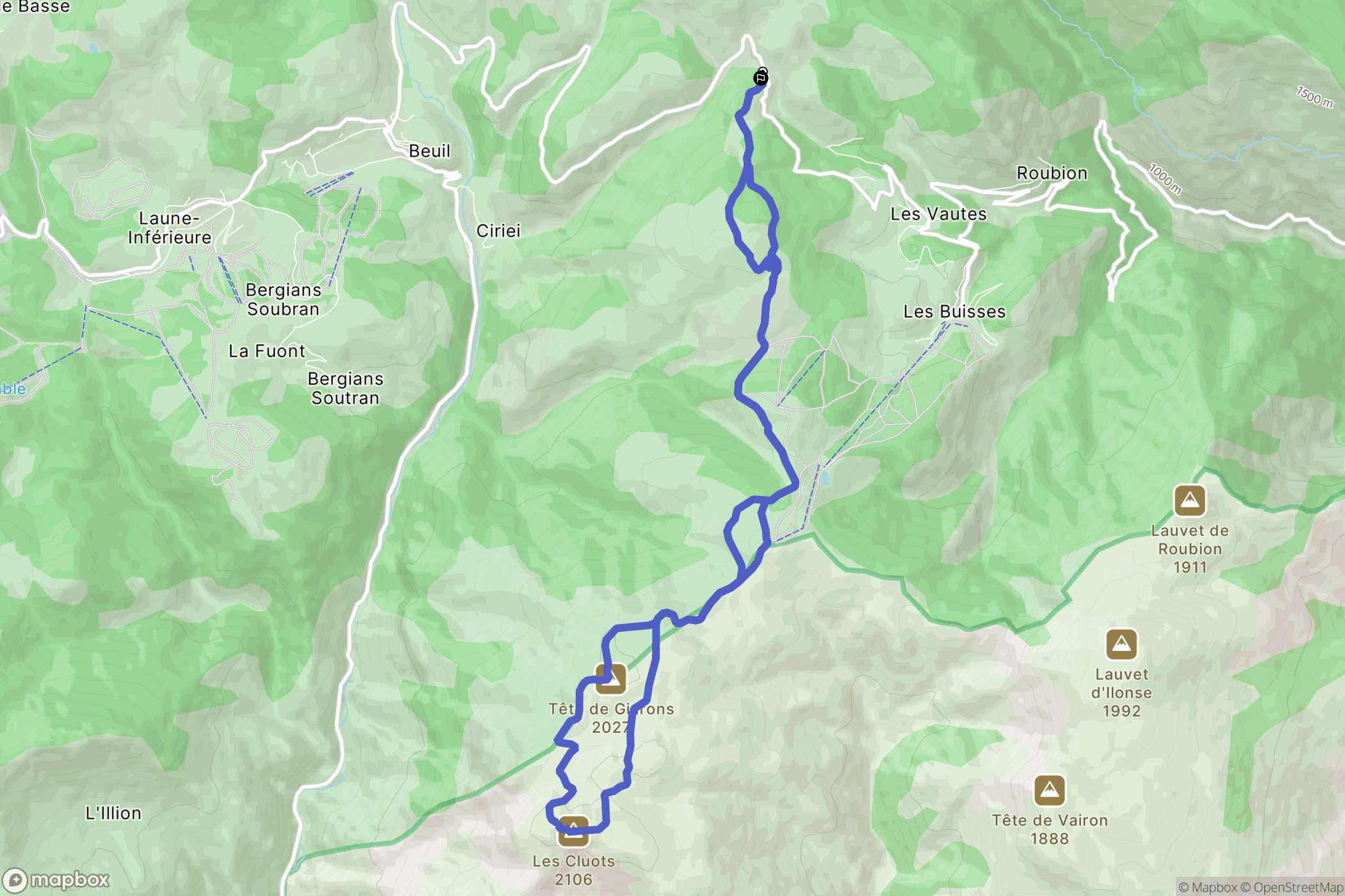 Roubion : carte du parcours de randonnée - France