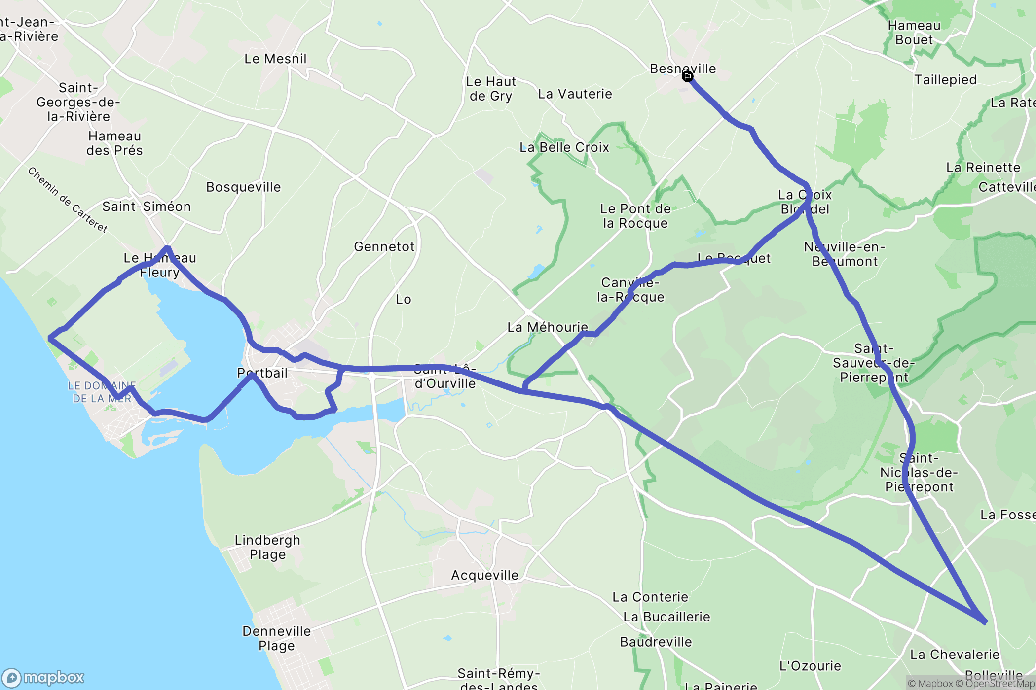 Besneville : carte du parcours de randonnée - France