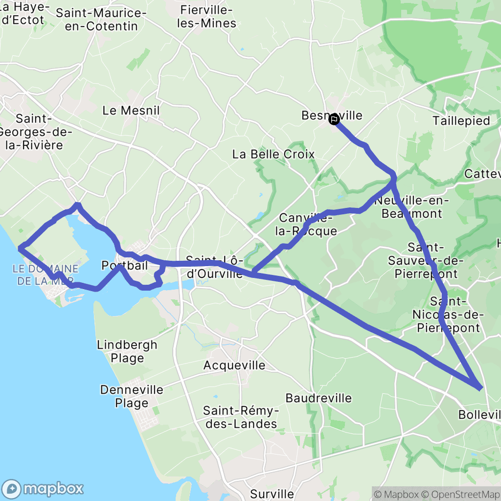 Besneville : carte du parcours de randonnée - France